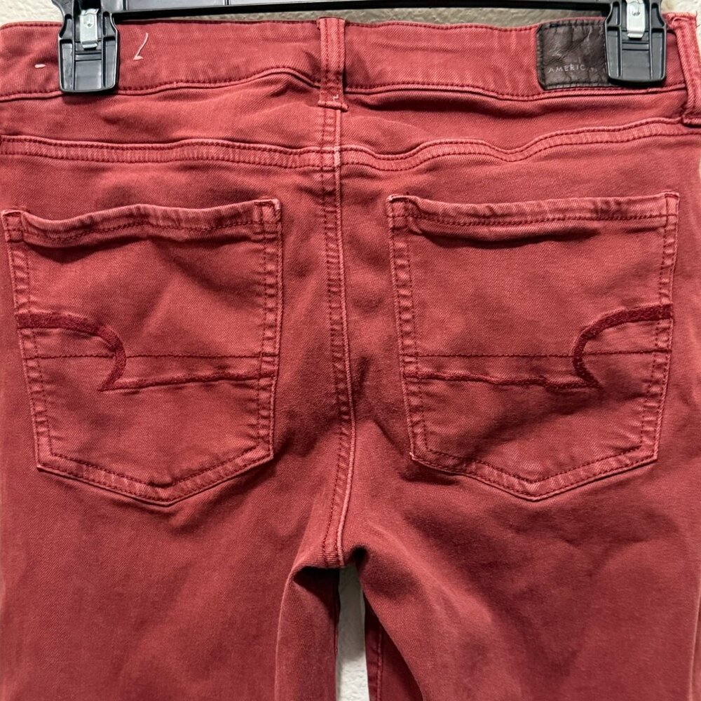 American Eagle next level stretch high rise jeggings, rust, size 4
